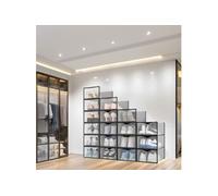 Rangement chaussures - Boites à chaussures - Noires et transparentes- Lot de 18