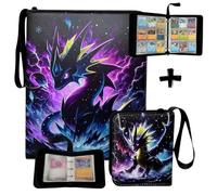 Rangement Classeur Pokemon 900 Cartes Album 9 Pochettes Reversibles Anneaux A4 et Mini Classeur Transport Range 80 Cartes de Collection, Carnet Cahier Livre Carte Pokemon Magic, One piece, TCG, Foot