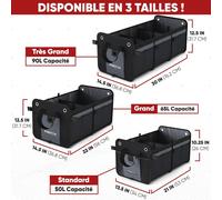 Rangement Coffre De Voiture, Organisateur De Coffre Suv, Organisateur Coffre Voiture, Organisateur Voiture Coffre Pliable, Fond Antidérapant, Sangle Fixation Réglable (Bleu, Standard)[Z179]