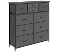 HOMCOM Commode Chiffonnier Meuble de Rangement avec 10 tiroirs en Tissu Amovibles Structure Acier dim. 100L x 30l x 100H cm Noir