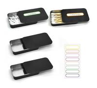 Rangement coton tige, 4pcs portable petit boite à coton tige de voyage metal box container avec couvercle coulissant distributeur cure dents boîte boule bande à cheveux -noir