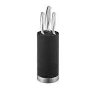Relaxdays Rangement couteaux, rond, knife block non garni, avec insert en tiges plastiques, H x D 22 x 11 cm, noir