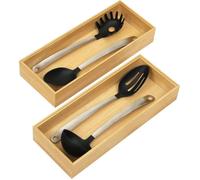 Rangement Couvert En Bambou [Lot De 2]-Range Couvert Tiroir Empilable Pour Cuisine & Garde-Manger-Boite Rangement Bambou Pou[Ji80]