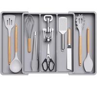 Rangement Couvert Extensible, Organisateur de Tiroir Réglable Organisation de Cuisine en Plastique, Separateur Tiroir pour Couverts cuisine (gris)