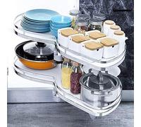 Rangement d'angle coulissant - Carrousel d'armoire de cuisine avec deux étagères pour une organisation efficace dans les armoires de 91,4 cm