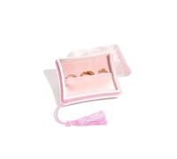 Rangement De Bijou Boîte à bijoux en velours avec pompons, portable, for ranger bagues, boucles d'oreilles, colliers, présentoirs(Pink)
