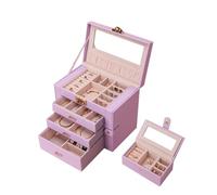 Rangement de bijoux en cuir, organisateur de boîte à bijoux à 4 niveaux