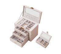 Rangement de bijoux en cuir, organisateur de boîte à bijoux à 4 niveaux