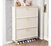 Rangement de chaussures autoportant pour entrée, avec 3 tiroirs rabattables, armoire de rangement à chaussures étroite, organiseur à chaussures autonome à 3 niveaux(Whitew:24cm/9.4in,100cm/39in)