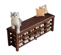 Rangement de Chaussures de Banc de vocy Solide Organisateur d'entrée de Travail Lourd avec siège pour Le Hall de la Famille Family Entry Shoe Cabinet Decor Brun 80cm