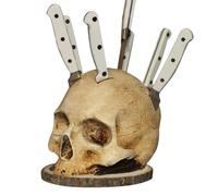 Rangement de couteaux - Support de couteaux squelette crâne, couteaux de cuisine Bar Rack | Organisateur de tête d'horreur, support de bloc de couteaux multifonctionnel, décoration de fête effrayante