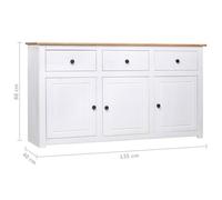 Rangement de cuisine - Buffet Blanc 135x40x80 cm Pin solide Gamme Panama - Buffet Vaisselier Rangement@236665