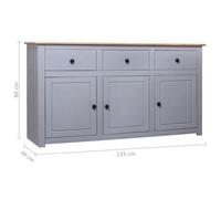 Rangement de cuisine - Buffet Gris 135x40x80 cm Pin solide Assortiment Panama - Buffet Vaisselier Rangement@837478