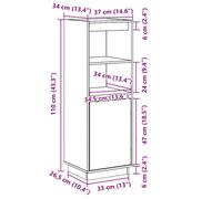 Rangement de cuisine - Buffet haut Blanc 37x34x110 cm Bois massif de pin - Buffet Vaisselier Rangement@591123