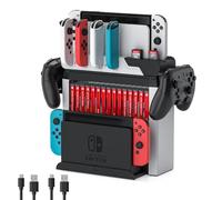 Rangement de jeu Switch avec chargeur de manette pour Nintendo Switch et modèle OLED, station de charge MLIFEMFUL Switch charge 6 joycons, support d'accessoires de jeu Switch, organisateur de cartes