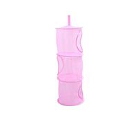 Rangement de Jouets Suspendu à 3 Compartiments en Filet Rose | Organisateur Suspendu pour Chambre D’garçon et Filles, Double Renfort, Contenu Apparent, Petits Accessoires et Peluches
