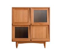 rangement de livres Bibliothèque sur pied avec pieds, étagère de rangement en bois à quatre compartiments avec porte en verre à couvercle rabattable, for salon, bureau, bureau, étagère de rangement ét