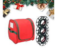 Rangement de lumières de vacances, organisateur de lumières d'arbre de Noël avec 3 bobines - Poignées renforcées Sac de rangement pour la maison, le salon, l'événement, la fête, le garage, les voyages