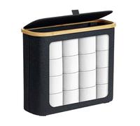 Rangement de papier toilette - Grand panier en tissu Oxford avec couvercle pour 12 rouleaux, organisateur de papier toilette pour toilettes, coin, armoire, étagère, sol, sous l'évier, petits espaces