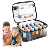 Rangement de peinture - Sac de voyage avec support transparent et distributeur | Boîte portable pour jusqu'à 24 bouteilles, 59,1 ml d'huile, artisanat, modèle, encre, aérographe pour artistes, voyages