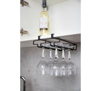 WENKO Accroche-Verres pour étagère - Module d'armoire Cuisine pour 6 Tasses, Métal, 20 x 7 x 28 cm, Noir