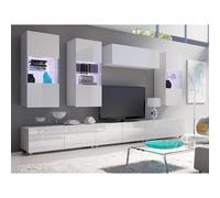 Rangement de salon - Providence - B121 - Blanc - Avec table de TV - LED