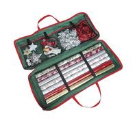 Rangement d'emballage cadeau - Boîte de rangement en papier d'embalage, organisateur d'emballge cadeau pour Noël, étui de transport de Noël à fermeture éclair (Vert)