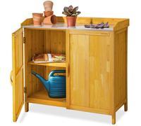 Rangement d'extérieur - TECTAKE - Armoire de jardin bas VITA en bois de pin avec intérieur compartimenté 98 x 48 x 95 cm - Marron