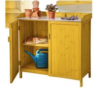 Rangement d'extérieur - TECTAKE - Armoire de jardin basse VITA en bois avec intérieur compartimenté 98 cm x 48 cm x 95 cm - Marron