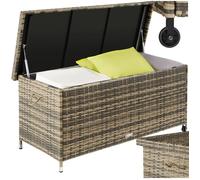 Rangement d'extérieur - TECTAKE - Coffre de jardin KIRUNA en polyrotin avec 2 roulettes 121 x 56 x 60 cm 270 L - Marron Naturel