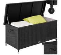 Rangement d'extérieur - TECTAKE - Coffre de jardin KIRUNA en polyrotin avec poignées et 2 roulettes 121 x 56 x 60 cm 270 L - Noir