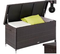 Rangement d'extérieur - TECTAKE - Coffre de jardin KIRUNA en polyrotin avec poignées et 2 roulettes 121 x 56 x 60 cm 270 L - Marron