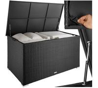 Rangement d'extérieur - TECTAKE - Coffre de jardin OSLO en aluminium et polyrotin avec revêtement intérieur amovible - Noir