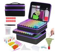 Rangement Diamond Painting,Diamond Painting Boite De Rangement,240 Pcs De Petites Bouteilles,Boîte,Entonnoir,Autocollants Et Autres Accessoires,Con à La Peinture Sur Diamant,Au Stockage (Violet)
