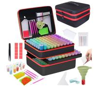 Rangement Diamond Painting,Diamond Painting Boite De Rangement,240 Pcs De Petites Bouteilles,Boîte,Entonnoir,Autocollants Et Autres Accessoires,Con à La Peinture Sur Diamant,Au Stockage (Rouge)