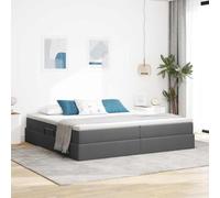 Rangement en Tissu Polyester Moderne Minimaliste Gris 200 x 200 cm | Lit avec rangement et matelas Gris foncé 200 x 200 cm Polyester empereur hydraulique avec sommier