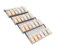 Rangement Epices Cuisine, Rangement et Organisation de Cuisine Etagere Rangement Cuisine Modulaire Métallique Organisateur de Tiroir, Gain de Place pour Tiroir de Cuisine 4 Pièces Noir 27x14 cm