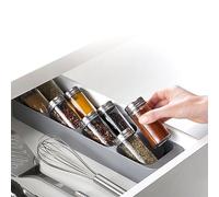 Rangement Epices Tiroir, Plastique Tiroir De Rangement Pour Épices Boîte De Rangement À 8 Compartiments Organisateur De Pots À Épices Support De Pot À Épices Tiroir A Epices Pour Maison Cuisine(Gris)