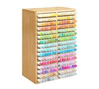 Rangement Feutre Organisateur en Bambou, Rangement Crayon de Couleur avec 18 Compartiment Pouvant Contenir 224 Marqueur, Pot a Crayon Enfant, Organisateur de Bureau pour Décoration de Studio