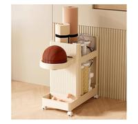 Rangement for tapis de yoga 25,4 x 50,8 x 50,8 cm, grande capacité, 2 niveaux, organiseur multifonctionnel for équipement d'entraînement avec roulettes(Beige,A)