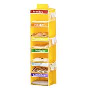 Rangement hebdomadaire de vêtements pour , étagère suspendue à six couches | Rangement de vêtements pliable du lundi au samedi avec 3 poches latérales pour