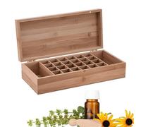 Rangement Huiles Essentielles, Boîte de Stockage Rangement en Bambou, 26 Trous Boite Rangement Bois pour Huiles Essentielles, Idéal Organisateur pour Huiles Parfumées, Huiles Essentielles