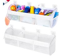 Rangement Jouet Bain Baignoire Salle de bain Blanc ✮MARQUE FRANCAISE✮ Filet Jouet Bain Bebe ✯GARANTIE À VIE✯ 3 Compartiments Sac Panier Bac Rangement Baignoire Toys Baby Ranger Gel Douche Shampoing