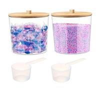 Rangement Lessive Liquide en Capsules Boîte de rangement en acrylique grande capacité for buanderie, organiseur dosettes lessive avec cuillère(2pcs with 2pcs spoon)