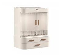 Rangement Maquillage Boîte de rangement de maquillage avec miroir LED et tiroirs, présentoir à bijoux, vitrine de cosmétiques avec couvercle transparent, for bureau de chambre à coucher Organisateur M