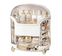 Rangement Maquillage Grande boîte de Rangement for cosmétiques, Organiseur Commode avec Couvercle, Maquillage Anti-poussière(Ivory)