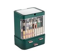 Rangement Maquillage Mallettes De Rangement En Plastique Pour Cosmétiques Avec Organisateur De Maquillage De Miroir LED Réglable À 3 Tiroirs Pour Comptoir Rangement Produit de Beauté(Grün,With inner l