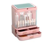 Rangement Maquillage Mallettes De Rangement En Plastique Pour Cosmétiques Avec Organisateur De Maquillage De Miroir LED Réglable À 3 Tiroirs Pour Comptoir Rangement Produit de Beauté(Rosa,No inner lam