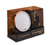 Rangement Maquillage Organisateur de Maquillage avec Miroir LED et Ventilateur, vitrine de Rangement for cosmétiques de Grande capacité, Organisateur de Soins de la Peau étanche et Anti-poussière for