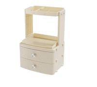 Rangement Maquillage Organisateur De Maquillage Boîte De Rangement pour Cosmétiques Bureau Masque Facial Finition Coiffeuse Rangement Produit de Beauté(Beige)